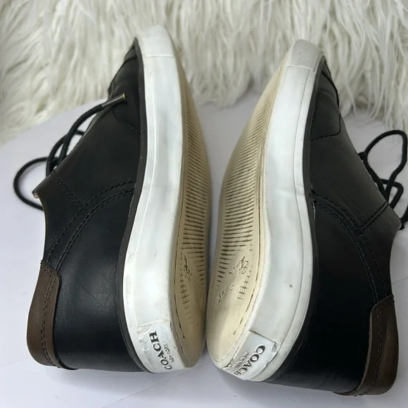 COACH Mens Shoes PERKINS TRAINER SNEAKER black leather Size 7. - Picture 10 of 14
